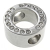 Stainless Steel Charm Connector, 304 Stainless Steel, Donut, plated, with rhinestone & 1/1 loop Approx 6.2mm 