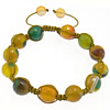 Agate Woven Ball Bracelets, with Nylon Cord, Round, smooth, 11mm, 8mm Approx 0.8-1.2mm Approx 7-10 Inch 