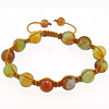 Agate Woven Ball Bracelets, with Nylon Cord, Round, 10.5mm, 8mm Approx 7-10 Inch 