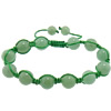 Green Aventurine Woven Ball Bracelets, with Nylon Cord, Round, 10mm, 8mm Approx 7-10 Inch 