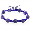 Amethyst Woven Ball Bracelets, with Nylon Cord, Round, February Birthstone & faceted, 12mm, 8mm Approx 8-11 Inch 