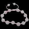 quartz rose bracelet de Woven Ball, avec corde en nylon, Rond, 10mm, 8mm Environ 7-10 pouce, Vendu par brin