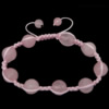 quartz rose bracelet de Woven Ball, avec corde en nylon, Rond, 12mm, 8mm Environ 8-10 pouce, Vendu par brin
