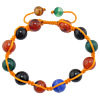 Agate bracelet de Woven Ball, avec corde en nylon, Rond, couleurs mélangées, 10mm, 8mm Environ 7-9 pouce, Vendu par brin