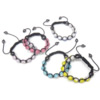 Bracelets de Woven Ball à stras , strass, avec corde en nylon & Hématite, fait à la main, couleurs mélangées, 10mm, 8mm Environ 6-10 pouce, Vendu par brin