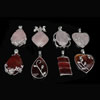 Pendentifs pierres gemmes mixtes , laiton, avec pierre gemme, Placage de couleur platine, mélangé, 43-8x10-38x5-8mm Environ 3-8mm, Vendu par PC