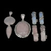 Pendentifs pierres gemmes mixtes , laiton, avec pierre gemme, Placage de couleur platine, mélangé, 48-80x13-32x7-8mm Environ 3-8mm, Vendu par PC