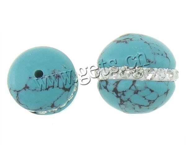 Natural Turquoise Beads, Synthetic Turquoise, with Rhinestone Clay Pave, Round, different size for choice & with A grade rhinestone, blue, Hole:Approx 1.8mm, Sold By PC