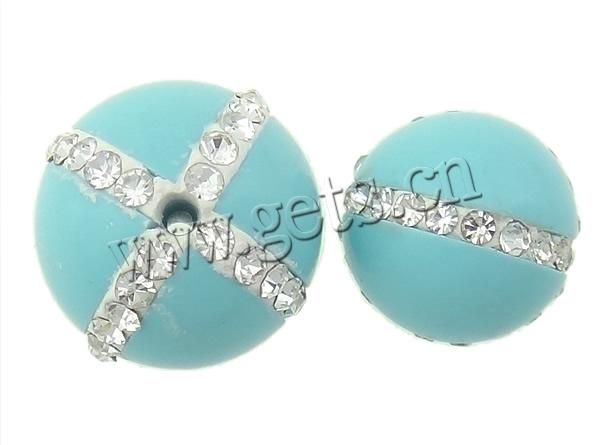 Natural Turquoise Beads, Synthetic Turquoise, with Rhinestone Clay Pave, Round, different size for choice & with A grade rhinestone, blue, Hole:Approx 1.2mm, Sold By PC