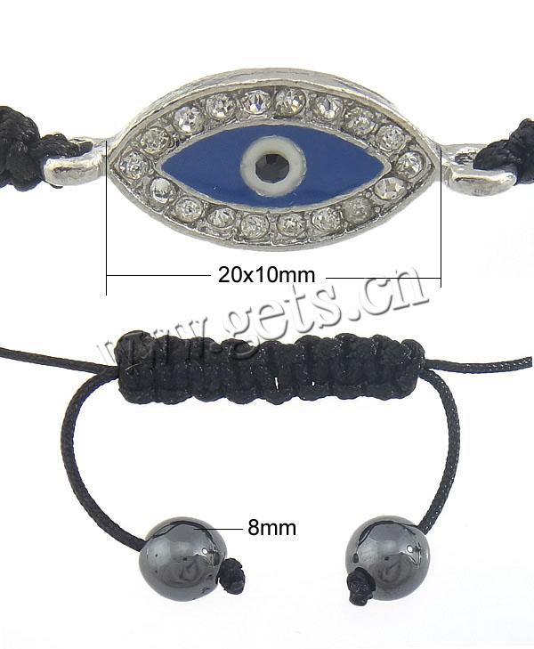 Bracelets de Woven Ball En alliage de zinc, avec Cordon de cire & Hématite, fait à la main, Personnalisé & émail & avec strass, plus de couleurs à choisir, 20x10x2mm, 8mm, Longueur:Environ 7-11 pouce, Vendu par brin