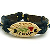 Men Bracelet, Cowhide, with Waxed Cotton Cord & Resin, word love, imitation bone & adjustable & enamel Approx 6-9 Inch 