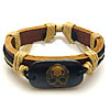 Men Bracelet, Cowhide, with Waxed Cotton Cord & Resin, with skull pattern & imitation bone & adjustable Approx 6-9 Inch 