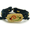 Men Bracelet, Cowhide, with Waxed Cotton Cord & Resin, imitation bone & with heart pattern & adjustable & enamel Approx 6-9 Inch 