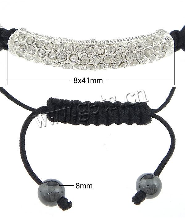 Rhinestone Woven Ball Bracelets, with Wax Cord & Hematite & Zinc Alloy, handmade, more colors for choice, 8x41x8mm, 10mm, 8mm, Length:Approx 8-14 Inch, Sold By Strand