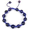 Blue Agate Woven Ball Bracelets, with Nylon Cord, Round Approx 6-9 Inch 