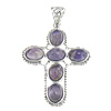Amethyst Pendant, with Brass, Cross, platinum color plated, February Birthstone Approx 