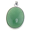Aventurine Pendants, Green Aventurine, with Brass, Oval, silver color plated, nickel, lead & cadmium free Approx 