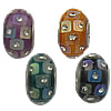 Silver Plated Double Core Lampwork European Beads, brass double core without troll & with rhinestone Approx 5mm 