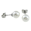 Stainless Steel Pearl Stud Earring, with Glass Pearl, stainless steel post pin, Round, 8mm, 0.8mm 