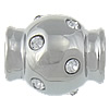 Stainless Steel Large Hole Beads, Drum, with rhinestone, original color Approx 6mm 
