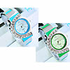 Manschette Armreif Uhr, Zinklegierung, mit Glas, Platinfarbe platiniert, für Frau & Emaille & mit Strass, keine, 25mm, 13mm, Länge:ca. 7 ZollInch, verkauft von PC