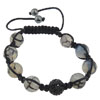 Dragon Veins Agate Woven Ball Bracelets, with Rhinestone Clay Pave Bead & Nylon Cord, 12mm, 8mm Approx 6-10 Inch 