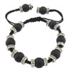 agate noire bracelet de Woven Ball, avec corde en nylon & alliage de zinc, Placage de couleur platine, réglable & givré  10mm Environ 6-11 pouce, Vendu par brin