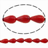 Natürliche Korallen Perlen, Tropfen, rot, 9.5x5mm, Bohrung:ca. 0.8mm, Länge:ca. 16 ZollInch, ca. 48PCs/Strang, verkauft von Strang