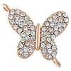 Animal Zinc Alloy Connector, Butterfly, plated, with Mideast rhinestone & 1/1 loop nickel, lead & cadmium free Approx 1.5mm 