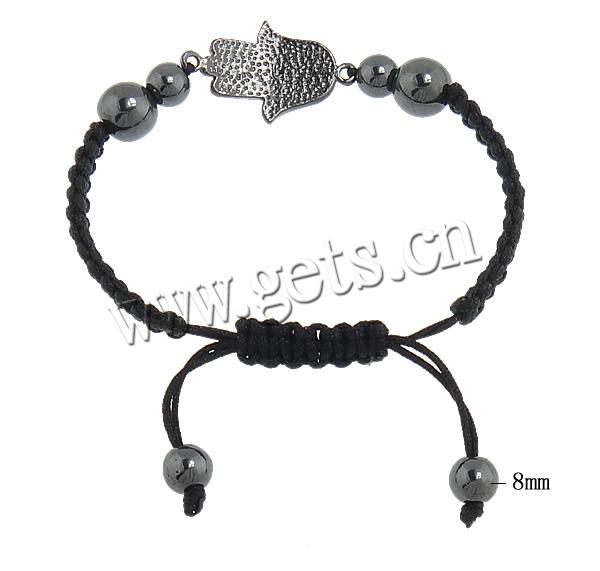 Hamsa Bracelets, Zinc Alloy, with Nylon Cord, plumbum black color plated, Islamic jewelry & adjustable & enamel & with rhinestone, more colors for choice, 25x19x2.5mm, 8mm, 10mm, Length:Approx 7-10 Inch, Sold By Strand