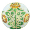 Glatte Cloisonné Perlen, flache Runde, mit Blumenmuster, 39x39x11.5mm, Bohrung:ca. 1.5x2mm, verkauft von PC