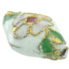 Filigrane Cloisonné Perlen, oval, mit Blumenmuster, 10x17x7mm, Bohrung:ca. 1mm, verkauft von PC