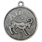 Zinc Alloy Flat Round Pendants, Aries, plated cadmium free Approx 