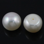 Half Drilled Cultured Freshwater Pearl Beads, Button, natural, half-drilled, white, 8-8.5mm Approx 0.5mm 