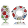 Rhinestone European Beads, with Zinc Alloy, Rondelle, plated, plating thickness more than 3μm & with Mideast rhinestone Approx 4.8mm 