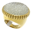 Stainless Steel Finger Ring, with Resin Rhinestone, gold color plated 17mm, US Ring .5 