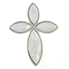 Brass Shell Pendants, with White Shell, Cross Approx 