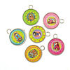 Decal Zinc Alloy Pendants, Flat Round, epoxy gel, mixed colors Approx 3mm 