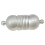 Brass Magnetic Clasp, Oval, single-strand, matte silver color Approx 1.5MM 