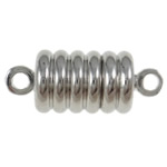 Brass Magnetic Clasp, Tube, single-strand, half-drilled hole, platinum color Approx 2MM 