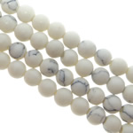 Perles en Turquoise synthétiques, Rond, blanc .5 pouce, Vendu par brin