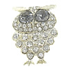 Zinc Alloy Jewelry Brooch, with Crystal, Owl, platinum color plated, with rhinestone 