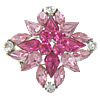 Zinc Alloy Jewelry Brooch, with Acrylic, Flower, platinum color plated, faceted & with rhinestone 