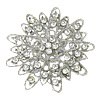 Cabochons de bijoux en alliage de zinc, fleur, Placage de couleur platine, dos plat & avec strass & creux Vendu par PC