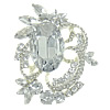 Colgantes de acrílico de la aleación de Zinc , con Acrílico, Flor, chapado en color de plata, facetas & con diamantes de imitación, claro, 48.5x63x19.5mm, agujero:aproximado 2.5mm, Vendido por UD