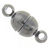 Messing Magnetverschluss, oval, plattiert, Einzelstrang, keine, 12x5mm, Bohrung:ca. 1.5mm, verkauft von PC