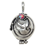 Zinc Alloy Europa Prayer Box Pendant, Oval, with rhinestone, platinum color, 42.5x24x16.5mm, Hole:Approx 6.5x5MM, Sold by PC