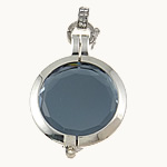 Acrylic Zinc Alloy Pendant, Flat round, with rhinestone, platinum color, 44x32x6.5mm, Hole:Approx 4x4.5MM, Sold by PC