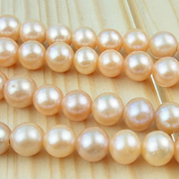 Round Cultured Freshwater Pearl Beads, natural pink, Grade AA Inch 