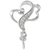 Sterling Silver Peg Bail, 925 Sterling Silver, Heart, plated, with cubic zirconia Approx 2mm 
